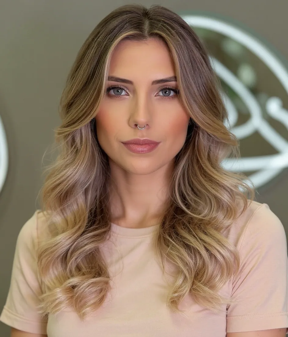 Long Layered Waves with Creamy Blonde Balayage